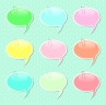 Speech Bubble paper sticker shapes with paper clips, in pastel colors.