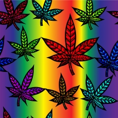 Stunning cannabis leaf in stained-glass style, seamless design.